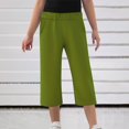 thumbnail image 1 of Juslio Girls Pants Summer Children Kids Boy Girl Solid Color Casual Elastic Waist（Green Capris， 5 Years）, 1 of 6