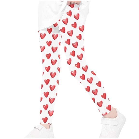 Juslio Girls Pants Unisex Child Casual Printed High Waist Stretchy Soft Tights Kids Summer Leggings for School Wearing Red