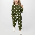 thumbnail image 1 of Juslio Girls Pants Unisex Child Casual Sleeve Set Two-piece Set Girl Army Green, 1 of 5