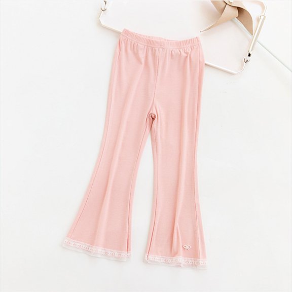 Juslio Girls Pants Unisex Child Casual Summer MidLarge Bell Bottom Leggings Cool Comfortable Lace Flare Leggings