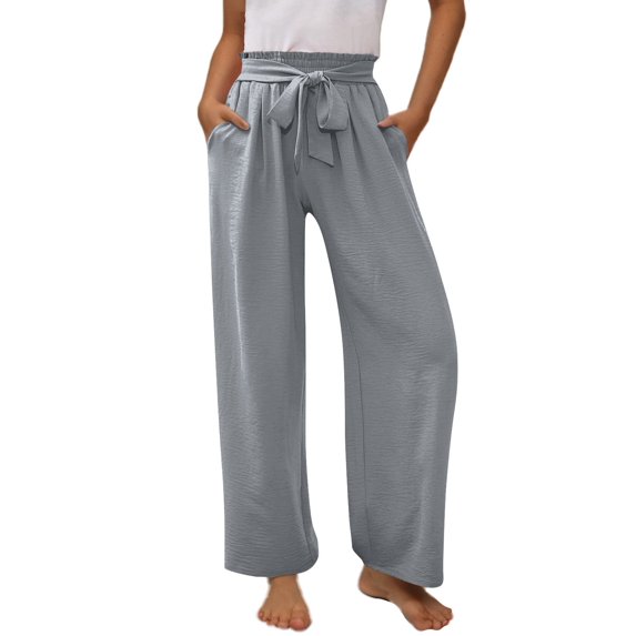 Juslio Girls Pants Unisex Child Casual With Pockets Smocked High Waist Pant Loose Wide Leg Trousers 4-14 Years Linen Pants