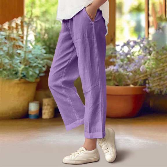 Juslio Girls Pants Unisex Child Casual With Pockets Smocked High Waist Pant Loose Wide Leg Trousers 4-14 Years Linen Pants