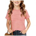 thumbnail image 1 of Juslio Girls Ruched T Shirts Breathable Crew Neck, Casual Short Sleeved Tops Comfortable Shirts Sizes 2-18, 1 of 3