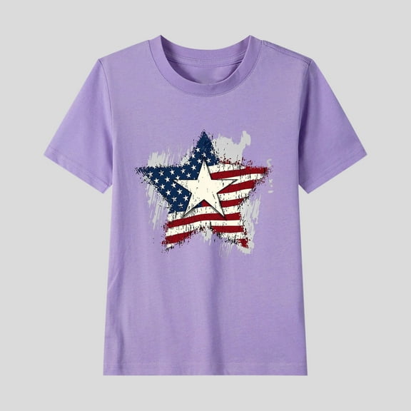 Juslio Girls Shirts Graphic Tees Short Sleeve Round Neck Print Casual Kids Clothing Fashion Tops Girls and Boys Shirts