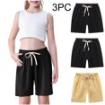 thumbnail image 1 of Juslio Girls Shorts 3PC Casual Elastic Waist Linen ShortsBreathable Solid Shorts Sizes 3, 1 of 9