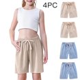 thumbnail image 1 of Juslio Girls Shorts 4PC Casual Elastic Waist Linen ShortsBreathable Solid Shorts Sizes 9, 1 of 9