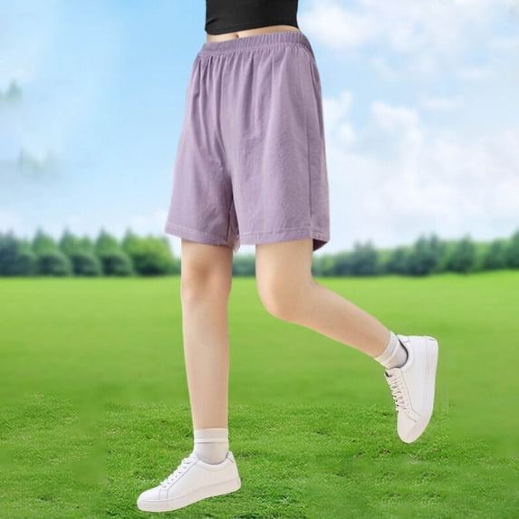 Juslio Girls Shorts Casual Elastic Waist Shorts Breathable Solid Shorts Sizes 9