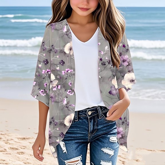 Juslio Girls T Shirts Graphic Tees Print Fashion Tops Casual Kids Clothing