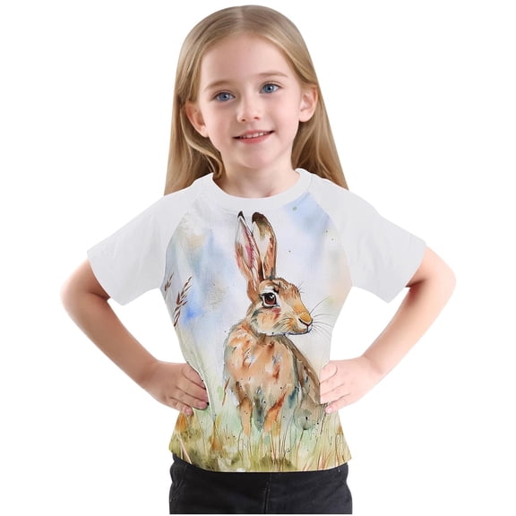 Juslio Girls T Shirts Graphic Tees Short Sleeve Print Girls and Boys Shirts Fashion Tops Casual Kids Clothing