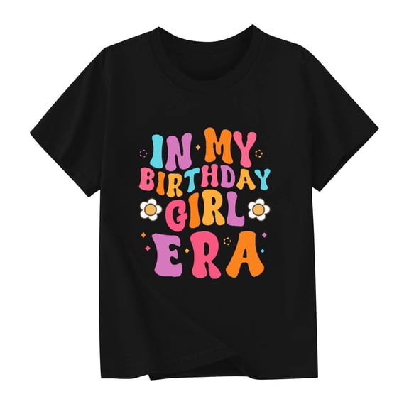 Juslio Girls T Shirts Graphic Tees Short Sleeve Round Neck Print Fashion Tops Casual Kids Clothing Girls and Boys Shirts