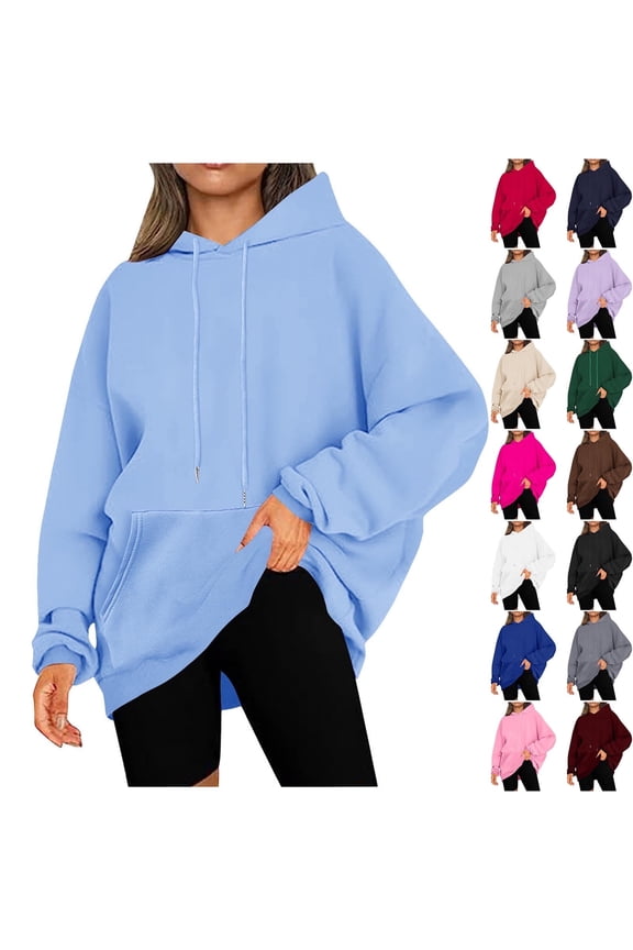 Hoodies for Women Ladies Sweatshirts Pullover Outerwear Pocket Long Sleeve Drawstring Hooded Sweatshirts