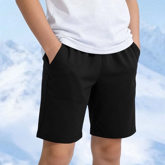 Juslio Kids Shorts Bike Shorts with Pockets Boys and Girls Unisex Shorts Elastic Waist Loose Comfortable Breathable Shorts ,Sizes 3-4 Years