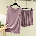 thumbnail image 1 of Juslio Ladies Pajamas Solid Homewear Fashion Modal Crewneck Sleeveless and Shorts 2 Piece Matching Pajamas Sets 2XL, 1 of 3