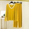 thumbnail image 1 of Juslio Ladies Pajamas Solid V-Neck Modal Long Sleeve Tops and Loose Pants 2-Piece Matching Pajamas Sets L, 1 of 5