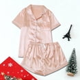 thumbnail image 1 of Juslio Ladies Pajamas with Pockets Homewear Fashion Solid Collar Tops and Shorts 2 Piece Matching Pajamas Sets L, 1 of 7