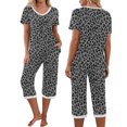 thumbnail image 1 of Juslio Ladies Pajamas with Pockets Homewear Print V-Neck Tops and Capris Fashion 2 Piece Matching Pajamas Sets XL, 1 of 9