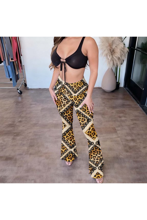 Leggings for Women Comfortable Vintage High Waist Casual Flare Leg Pants