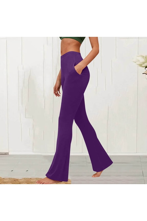 Leggings for Women Tummy Control Running Athletic Workout Flare Leg Yoga Pants with Pockets High Waisted Leggings