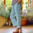 thumbnail image 1 of Juslio Linen Pants Women Plus Size Pants for Women Straight Leg Drawstring Elastic Waist Casual Linen With Pockets Solid Color Beach, 1 of 4