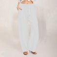 thumbnail image 1 of Juslio Linen Pants Women High Waist with Pockets Elastic Waist,Casual Linen Straight Leg Pants L, 1 of 8