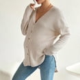 thumbnail image 1 of Juslio Maternity Sweaters Cardigans Outerwear Sweaters V Neck Knit Button Khaki, 1 of 6