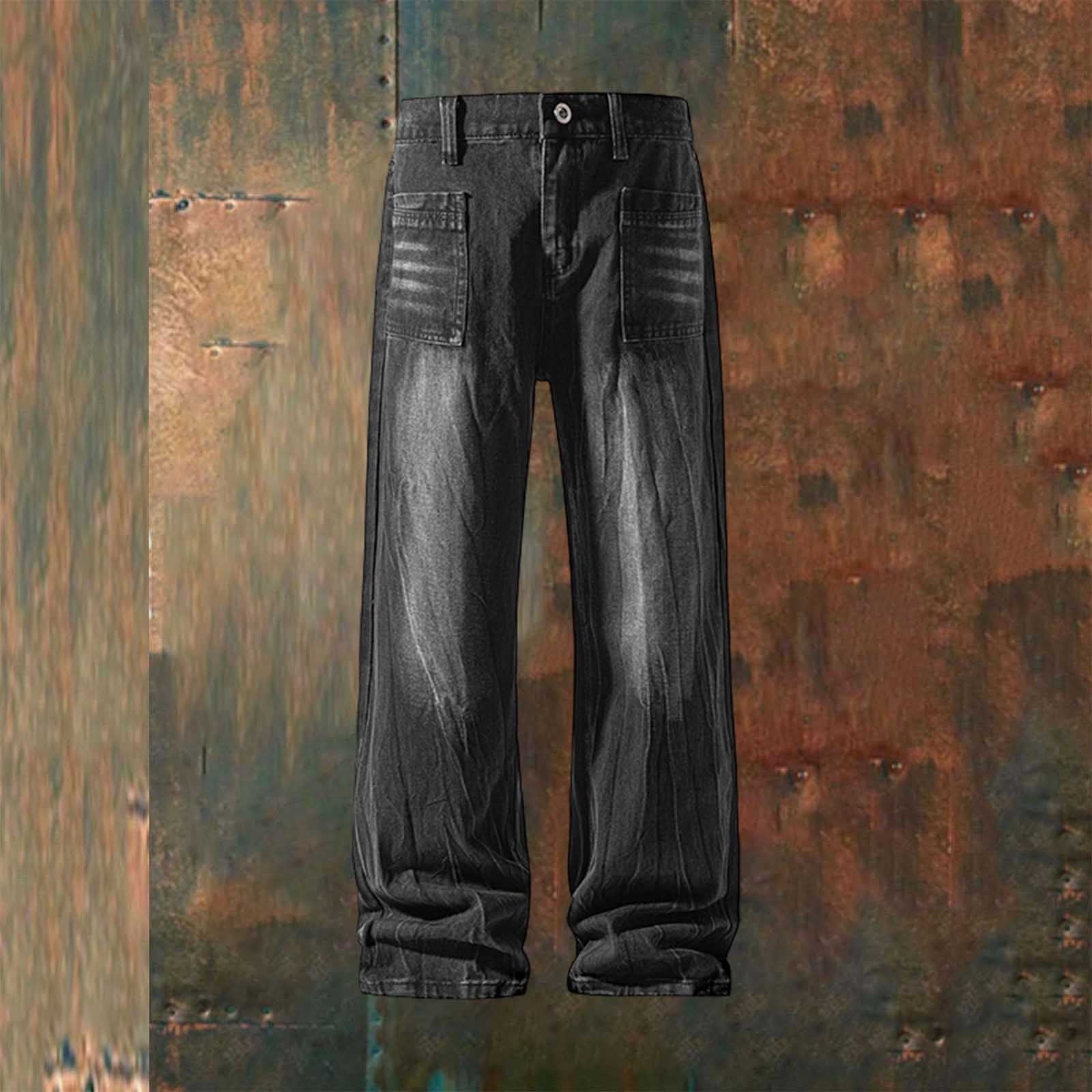 High Waist Cargo Straight Jeans