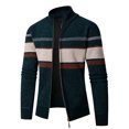 thumbnail image 1 of Juslio Men Sweaters Cardigans Outerwear Color Block Crew Neck Long Sleeve Knit Green, 1 of 8
