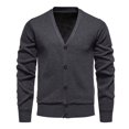 thumbnail image 1 of Juslio Men Sweaters Cardigans Outerwear Solid Crew Neck Knit Thickened Button, 1 of 5