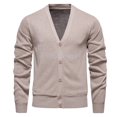 thumbnail image 1 of Juslio Men Sweaters Cardigans Outerwear Solid Crew Neck Knit Thickened Button, 1 of 9