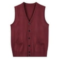 thumbnail image 1 of Juslio Men Sweaters Cardigans Sweaters vests Solid Crew Neck Sleeveless Knit Wine, 1 of 2