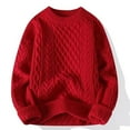 thumbnail image 1 of Juslio Men Sweaters Pullovers Men Tops Solid Crew Neck Long Sleeve Knit Red, 1 of 6
