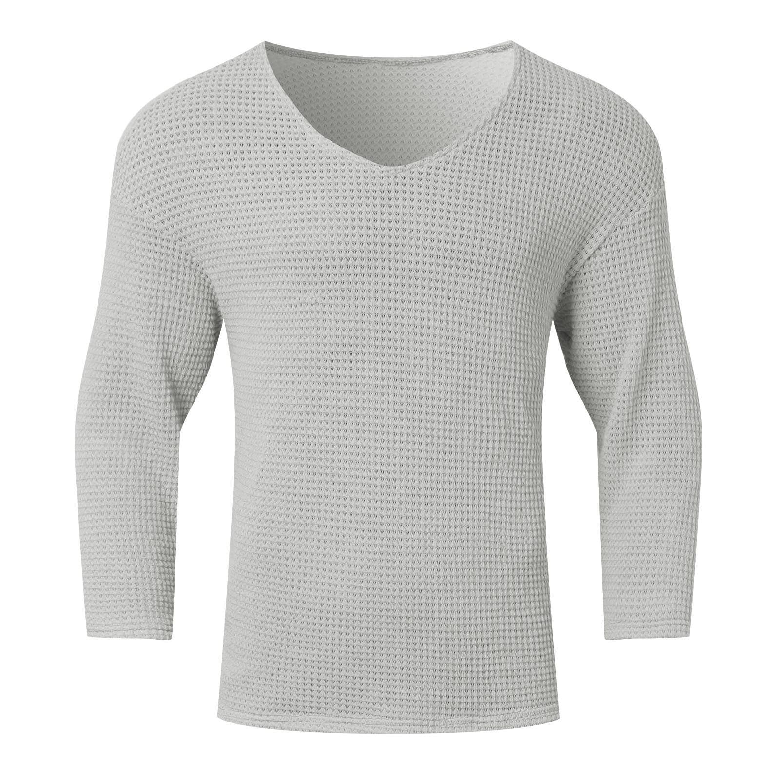 Juslio Men Sweater Pullovers Mens Tops Solid V Neck Long Sleeve Knit ...