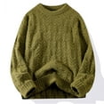 thumbnail image 1 of Juslio Men Sweaters Pullovers Sweaters Solid Crew Neck Long Sleeve Fashion Army Green, 1 of 5