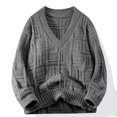 thumbnail image 1 of Juslio Men Sweaters Pullovers Sweaters Solid V Neck Long Sleeve Fashion Gray, 1 of 4