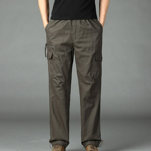 Juslio Mens Cargo Pants Mens Clothing Fashion Casual Cargo Comfy Solid Pocket Waist Drawstring Regular Green