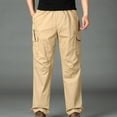 thumbnail image 1 of Juslio Mens Cargo Pants Mens Clothing Fashion Casual Cargo Comfy Solid Pocket Waist Drawstring Regular plus size pants, 1 of 9