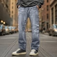 thumbnail image 1 of Juslio Mens Denim Straight Jeans High Waist Pocket Casual Blue Jeans, 1 of 9
