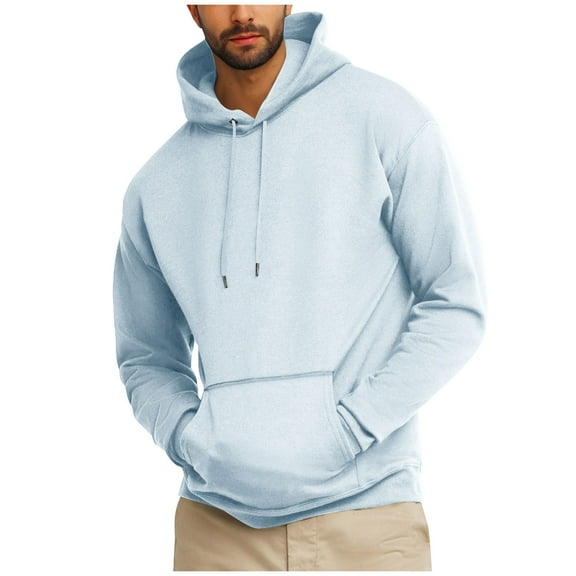 Juslio Mens Hoodies Mens Sweatshirts Pullover Casual Long Sleeve Outerwear Sky Blue