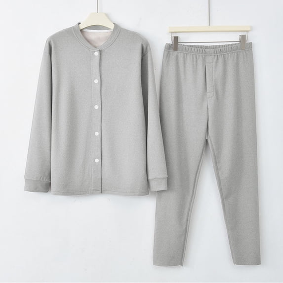 Juslio Mens Pajama Sets Button Fashion Homewear Long Sleeved Tops Cardigans and Pants 2-Piece Matching Pajamas Sets 2XL