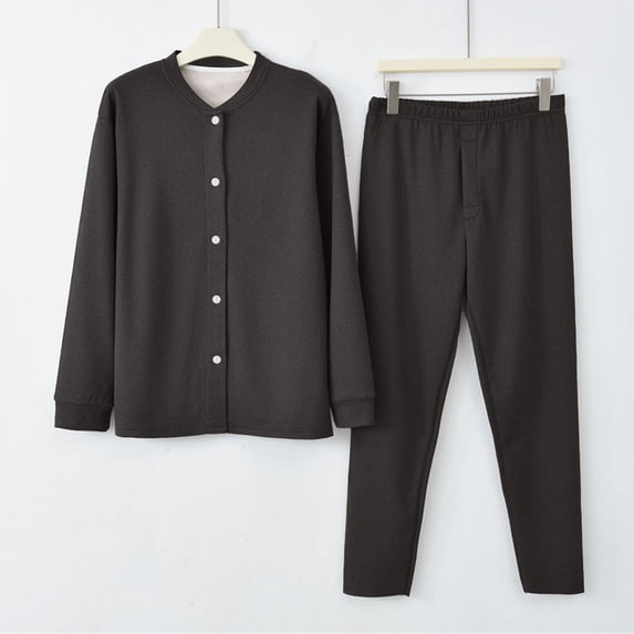 Juslio Mens Pajama Sets Button Fashion Homewear Long Sleeved Tops Cardigans and Pants 2-Piece Matching Pajamas Sets L