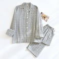 thumbnail image 1 of Juslio Mens Pajama Sets Plaid Collar Homewear Long Sleeve Tops and Loose Pants 2-Piece Matching Pajamas Sets L, 1 of 9