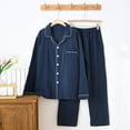 thumbnail image 1 of Juslio Mens Pajama Sets Solid Collar Homewear Long Sleeve Tops and Pants 2-Piece Matching Pajamas Sets L, 1 of 3