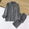 thumbnail image 1 of Juslio Mens Pajama Sets Striped Collar with Pockets Homewear Long Sleeve Tops and Elastic Waist Pants 2-Piece Matching Pajamas Sets L, 1 of 9