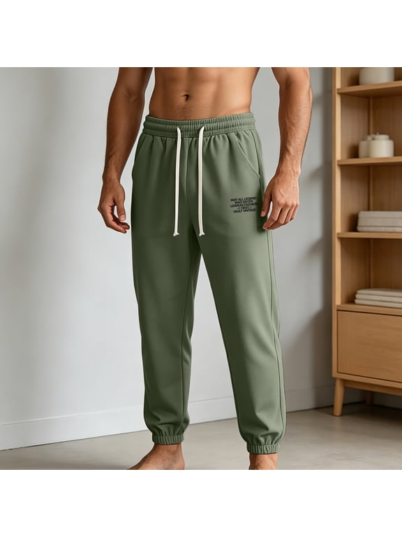 Mens Pants Comfortable Loose, with Pockets Sporty Plus Size Joggers Army Green XXXL