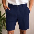 thumbnail image 1 of Juslio Mens Shorts Zipper Casual Pockets Loose Comfy Cotton Linen Solid Cargo Shorts for Men, 1 of 6