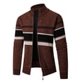 thumbnail image 1 of Juslio Mens Sweaters Cardigans Outerwear Color Block Crew Neck Long Sleeve Knit Coffee, 1 of 8