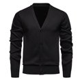 thumbnail image 1 of Juslio Mens Sweaters Cardigans Outerwear Solid Crew Neck Knit Thickened Button, 1 of 5