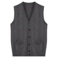 thumbnail image 1 of Juslio Mens Sweaters Cardigans Sweaters vests Solid Crew Neck Sleeveless Knit Dark Gray, 1 of 7