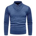 thumbnail image 1 of Juslio Mens Sweaters Pullovers Lightweight Sweaters Standing Collar Knit Fashion Blue, 1 of 8
