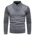 thumbnail image 1 of Juslio Mens Sweaters Pullovers Lightweight Sweaters Standing Collar Knit Fashion Dark Gray, 1 of 8